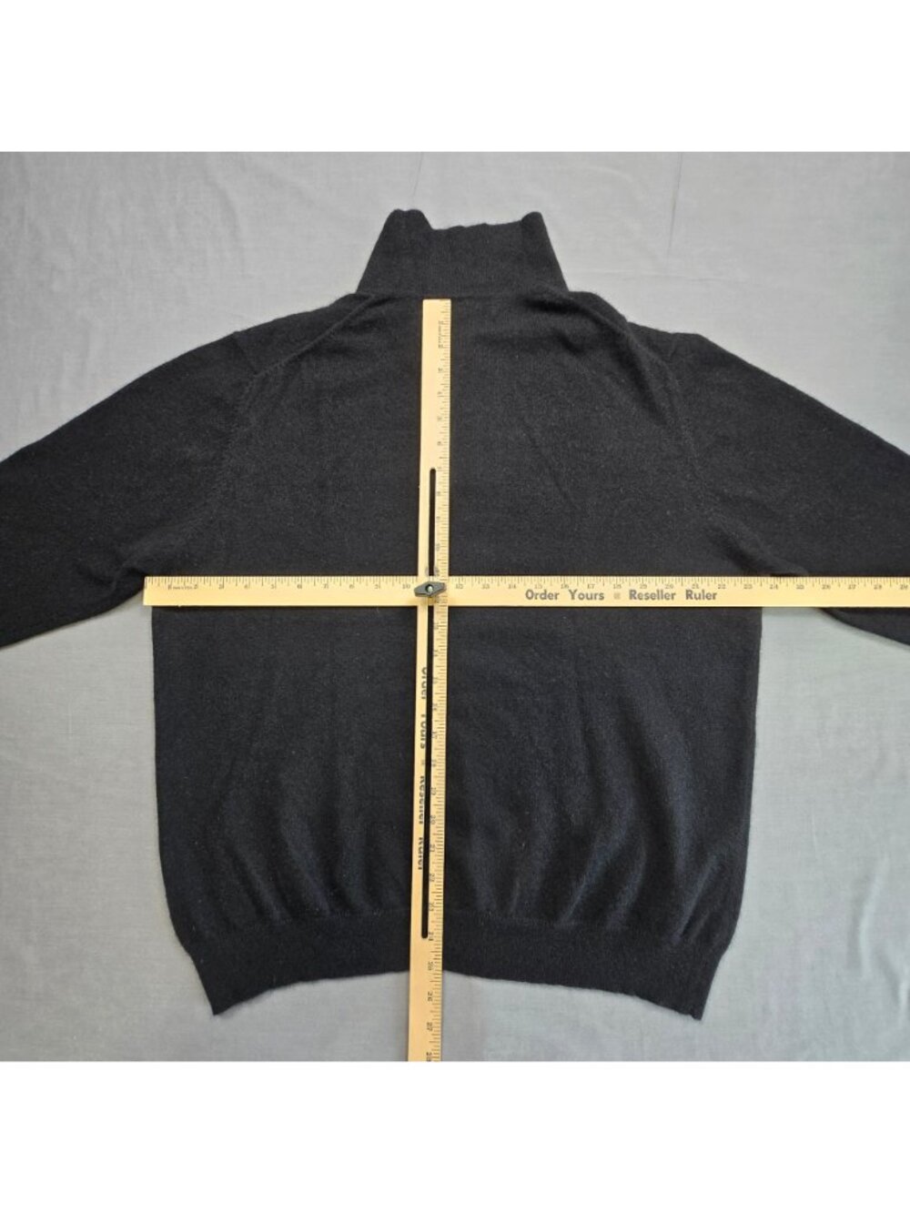 Daniel Bishop XL Mens 2 Ply Cashmere Long Sleeve Black Polo Sweater Pullover - Picture 3 of 3